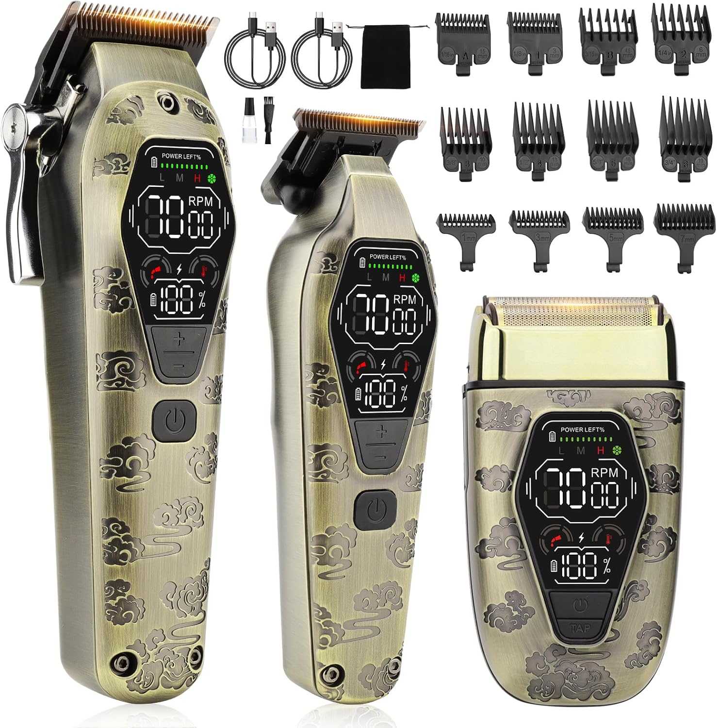 Professional Cordless Hair Clipper Set – 3-in-1 Grooming Kit